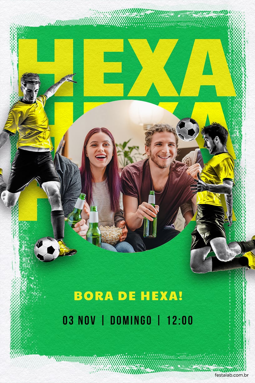 Criar convite de Ocasiões especiais - Bora de Hexa verde| FestaLab