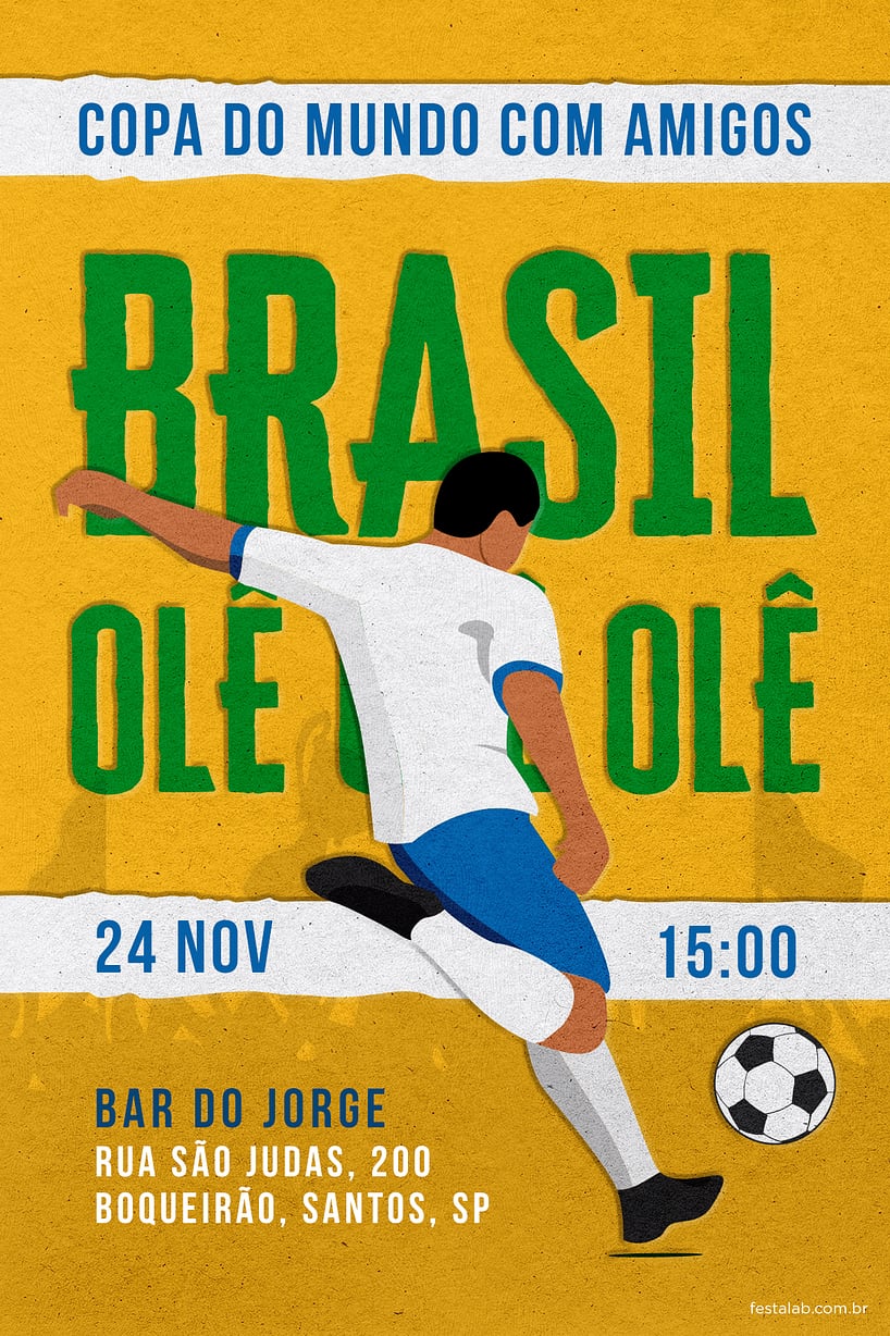 Criar convite de Ocasiões especiais - Brasil amarelo| FestaLab