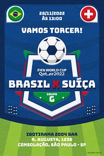 Modelo de Convite de Ocasioes especiais - Brasil x Suica Convite Brasil x Suiça grátis para editar