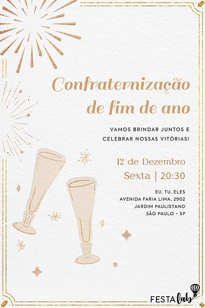 Criar convite de Ocasiões especiais - Brilhos e champanhe| FestaLab