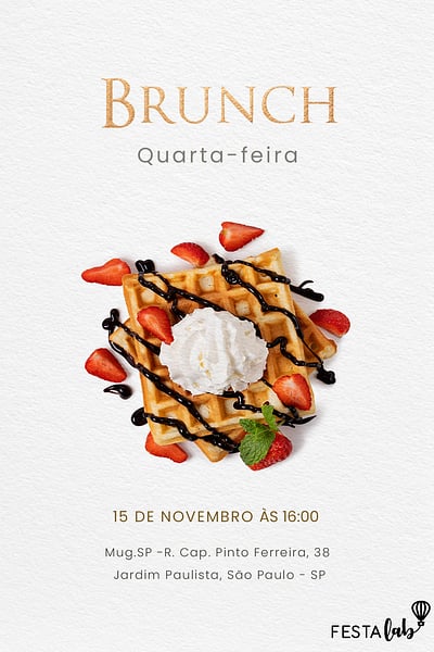 Modelo de Convite de Ocasioes especiais - Brunch Convite Brunch grátis para editar