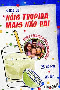 Convite Cachaça e folia grátis para editar