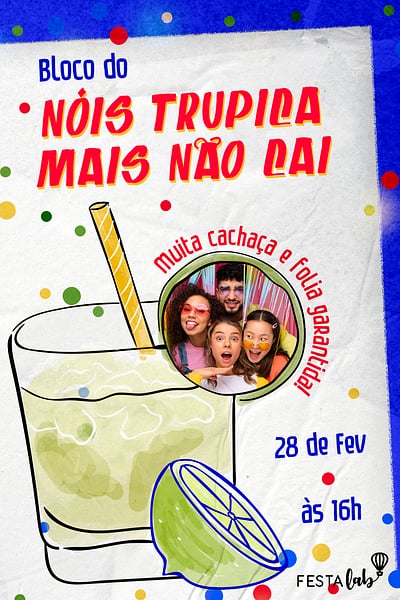 Modelo de Convite de Ocasioes especiais - Cachaca e folia Convite Cachaça e folia grátis para editar