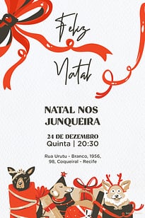Modelo de Convite de Ocasioes especiais - Cachorrinhos de Natal Convite Cachorrinhos de Natal grátis para editar
