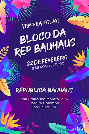 Modelo de Convite de Ocasioes especiais - Carnaval Neon Convite de Ocasioes especiais - Carnaval Neon