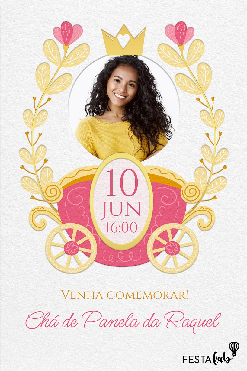 Convite Carrossel da Realeza grátis para editar