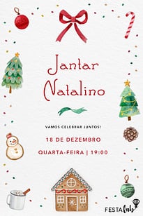 Modelo de Convite de Ocasioes especiais - Casinha de pao de mel Convite Casinha de pão de mel grátis para editar