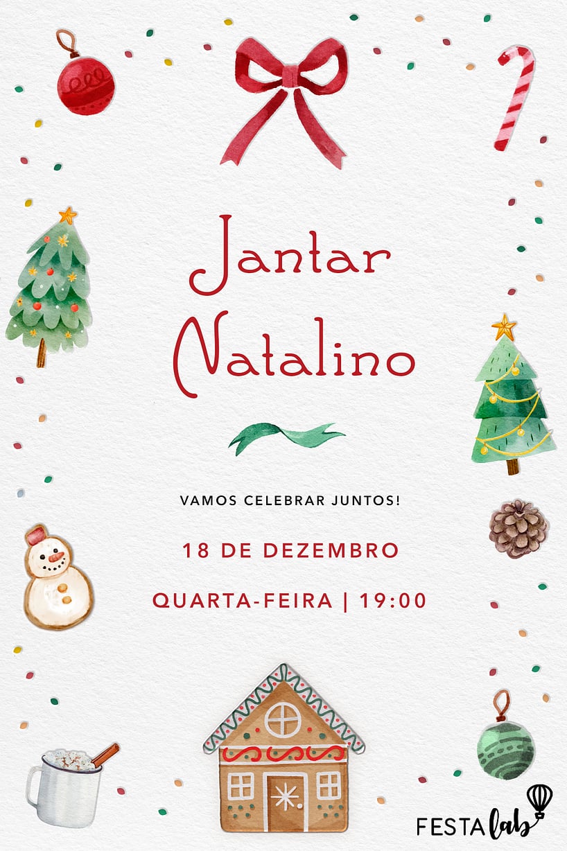 Convite de Ocasioes especiais - Casinha de pao de mel