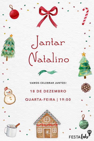 Criar convite de Ocasiões especiais - Casinha de pão de mel| FestaLab