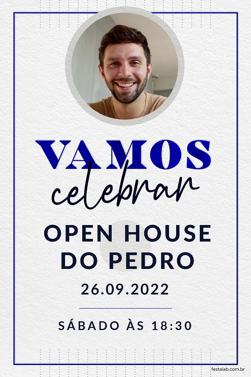 Convite Celebração azul grátis para editar