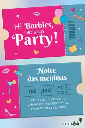Convite de Ocasioes especiais - Celebracao das Barbies