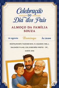 Convite Celebração Dia dos Pais grátis para editar
