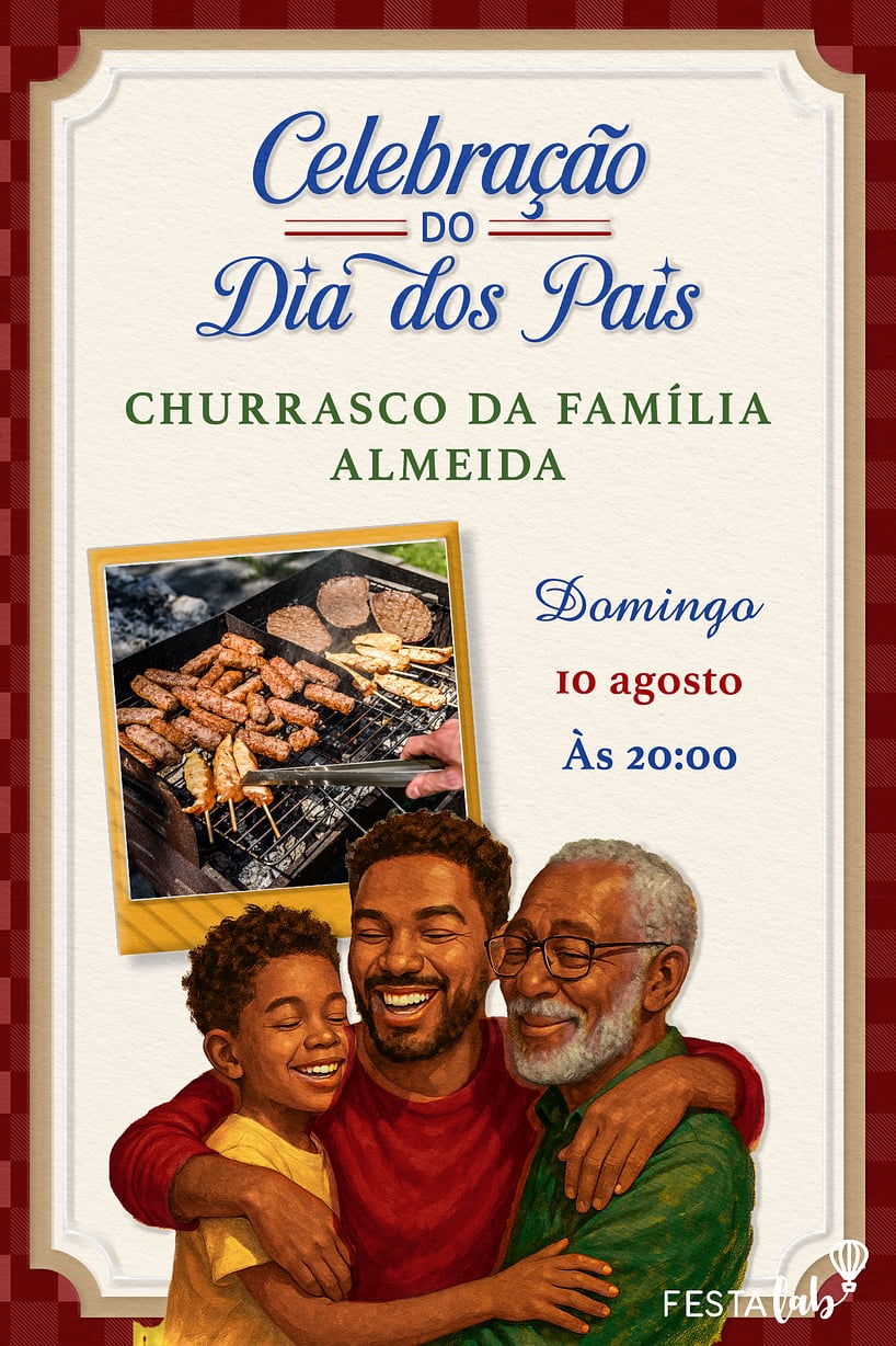 Convite de Ocasioes especiais - Celebracao Dia dos Pais Vermelho