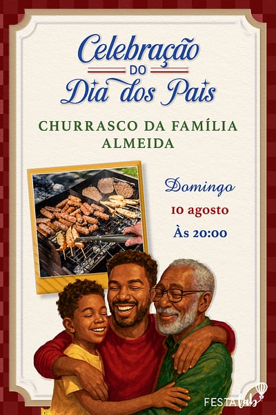Criar convite de Ocasiões especiais - Celebração Dia dos Pais Vermelho| FestaLab