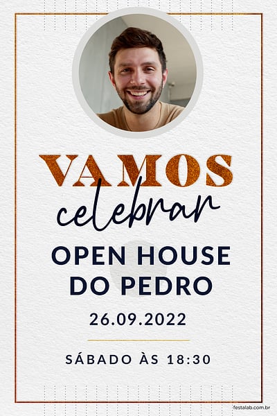 Modelo de Convite de Ocasioes especiais - Celebracao Preto e Cobre Convite Celebração Preto e Cobre grátis para editar