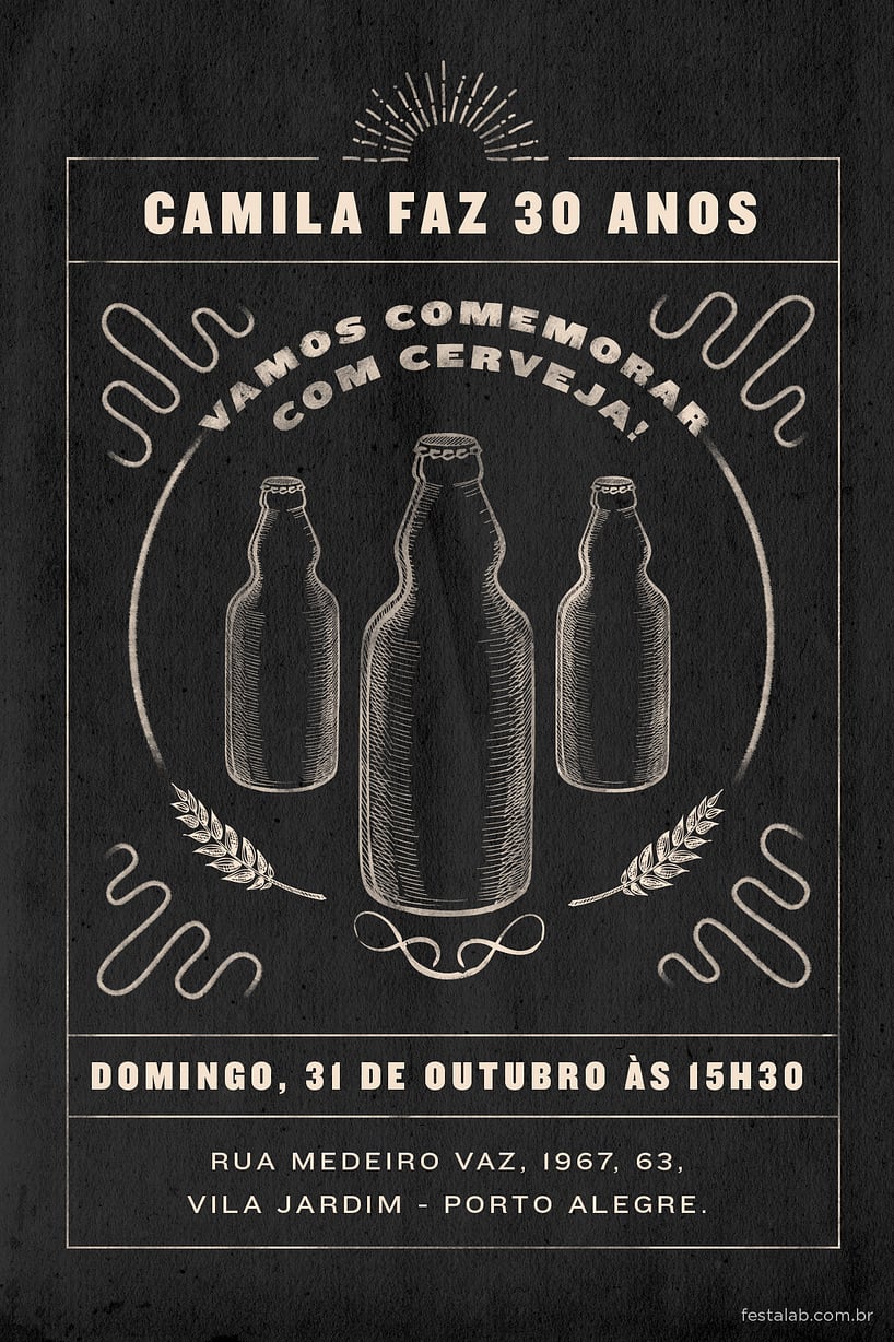 Criar convite de Ocasiões especiais - Cerveja no bar| FestaLab