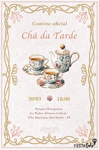 Convite Chá da tarde grátis para editar