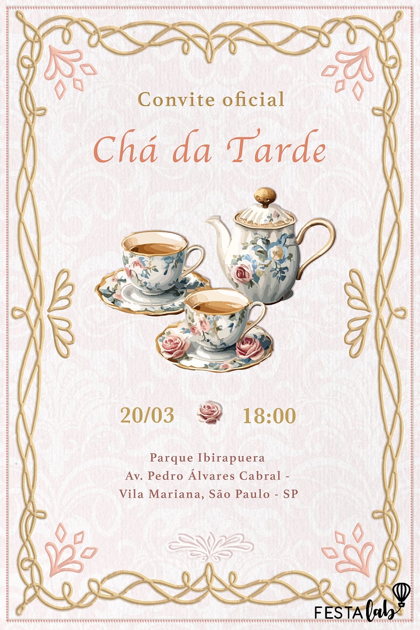 Convite de Ocasioes especiais - Cha da tarde