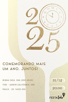 Modelo de Convite de Ocasioes especiais - Comemorando o Ano Novo Branco Convite de Ocasioes especiais - Comemorando o Ano Novo Branco