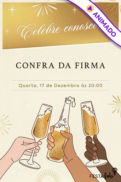 Modelo de Convite de Ocasioes especiais - Confra de Fim de Ano Convite Confra de Fim de Ano grátis para editar