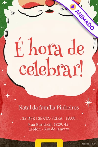 Modelo de Convite de Ocasioes especiais - Papai Noel Convite Papai Noel grátis para editar