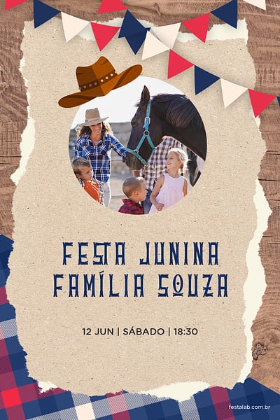 Modelo de Convite de Ocasioes especiais - cowboy Convite cowboy grátis para editar