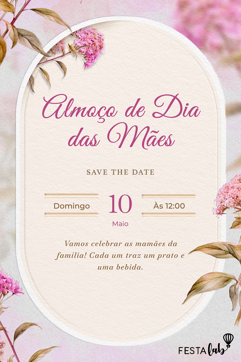 Criar convite de Ocasiões especiais - Dia das Mães| FestaLab