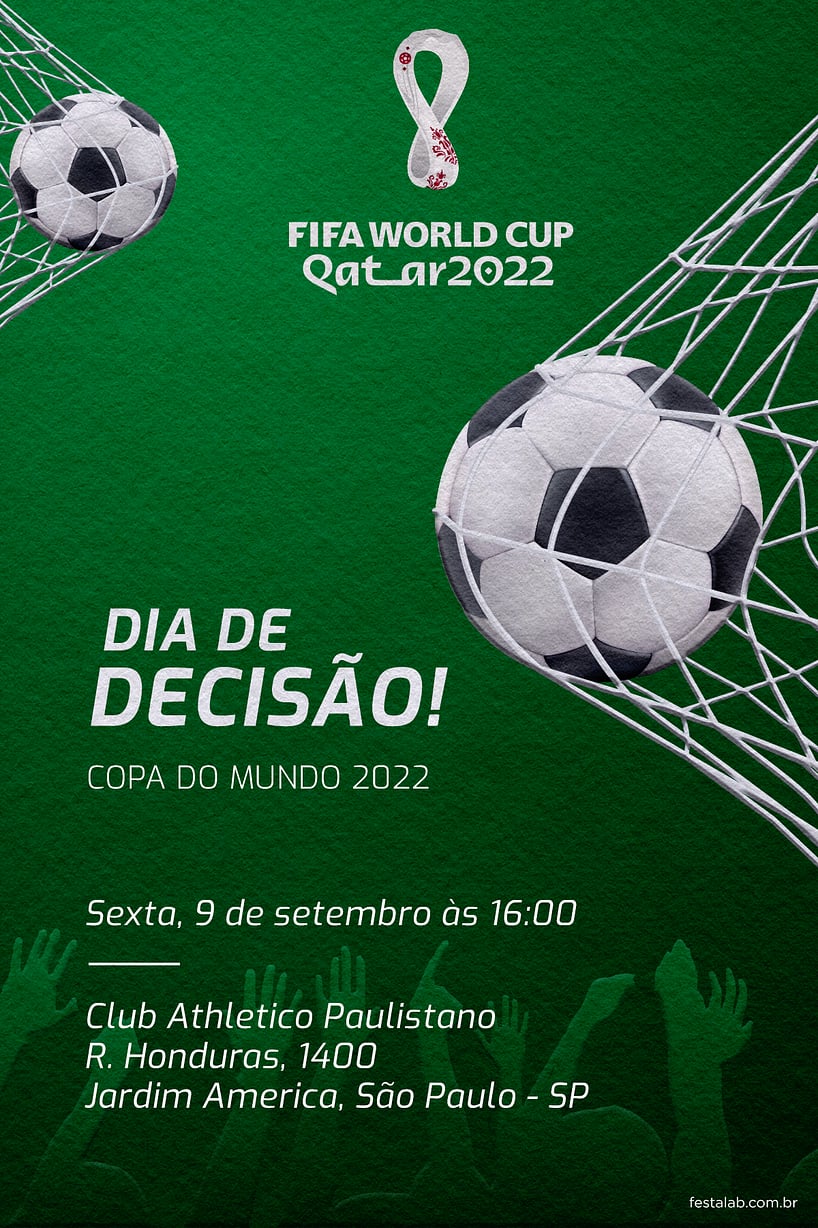 Fazer convite online convite digital Convite de aniversario para assistir  jogo copa do mundo