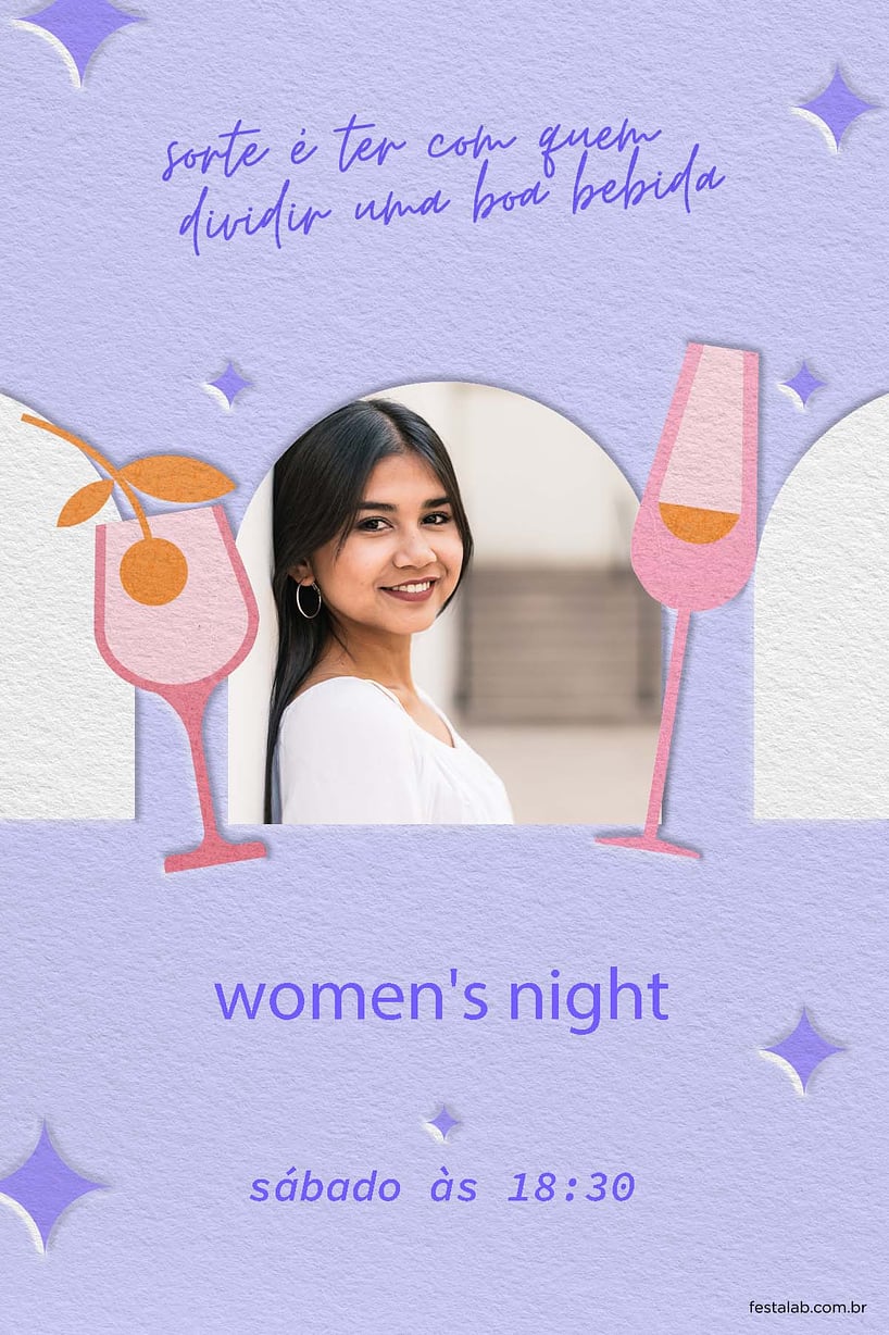 Convite Dia do drink roxo grátis para editar