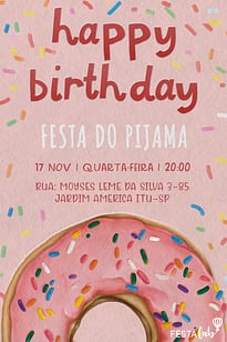 Convite Donuts grátis para editar