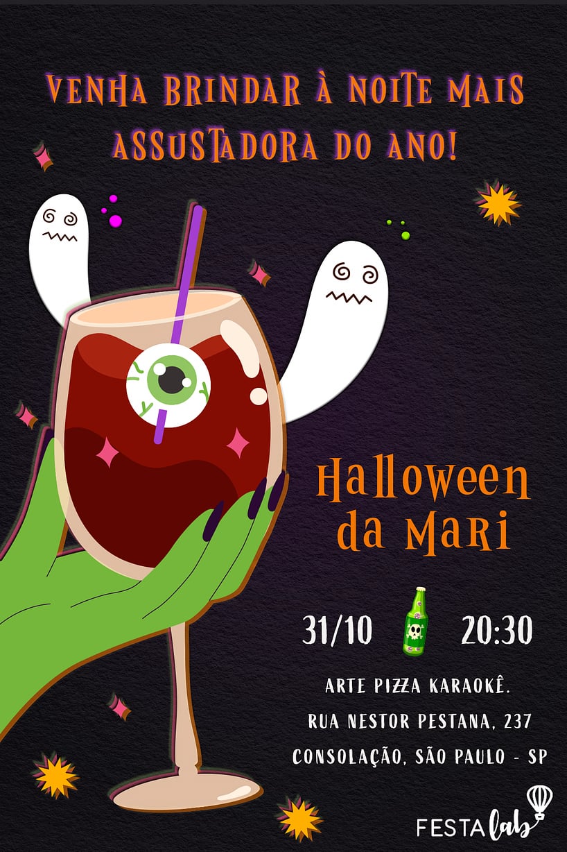 Criar convite de Ocasiões especiais - Drink de Halloween| FestaLab