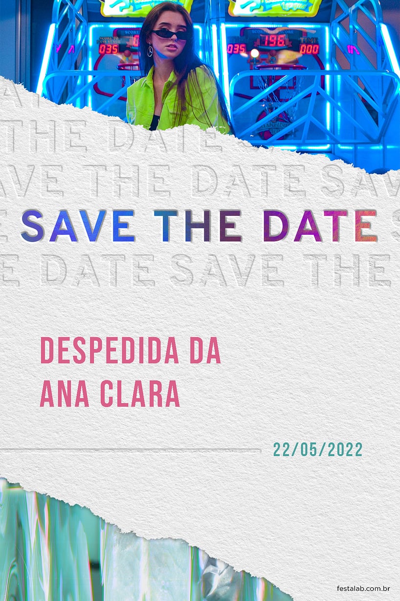 Convite Estilo Holográfico Verde grátis para editar