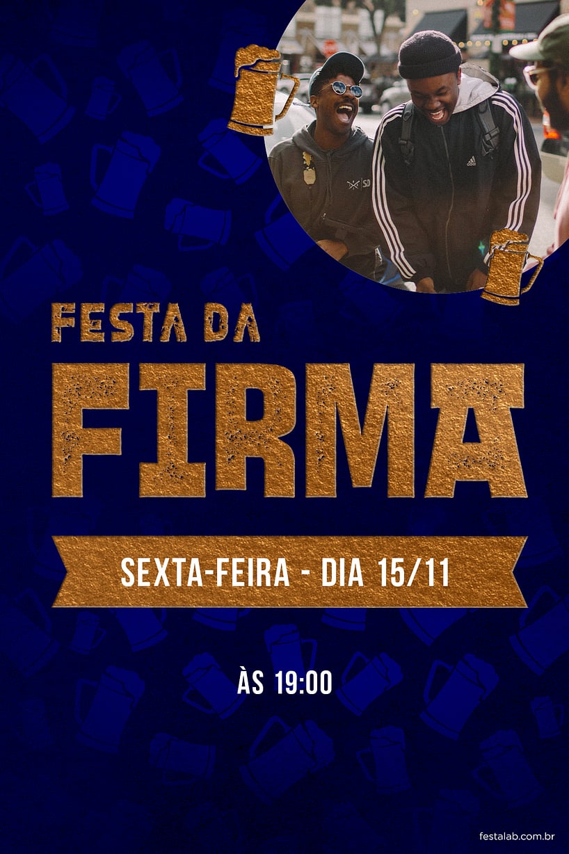 Convite Festa da Firma Azul grátis para editar