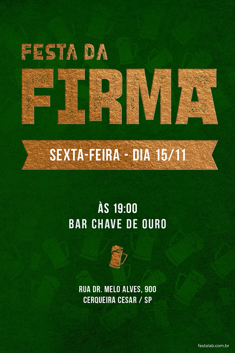 Convite Festa da Firma Verde grátis para editar