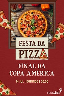 Modelo de Convite de Ocasioes especiais - Festa da Pizza Convite Festa da Pizza grátis para editar