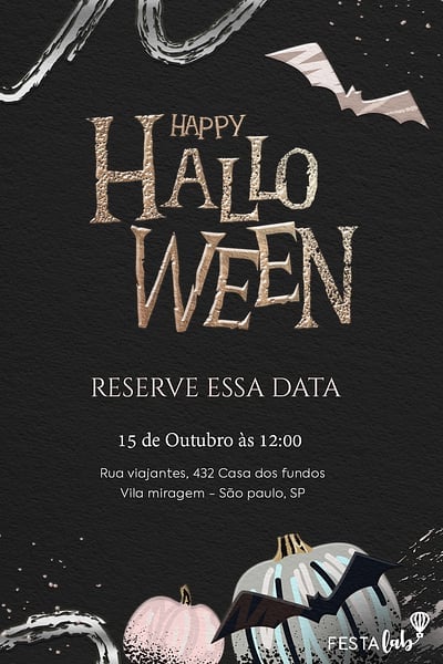 Modelo de Convite de Ocasioes especiais - Festa do Horror Convite Festa do Horror grátis para editar
