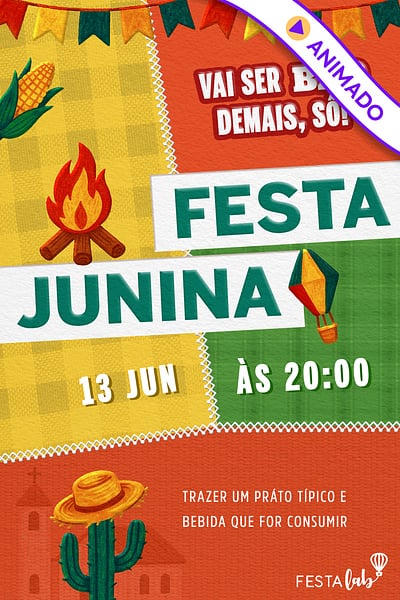 Convite Festa Junina no Sítio grátis para editar