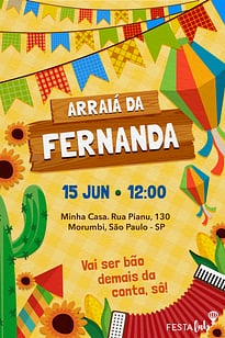 Modelo de Convite de Ocasioes especiais - Festa Junina Convite Festa Junina grátis para editar