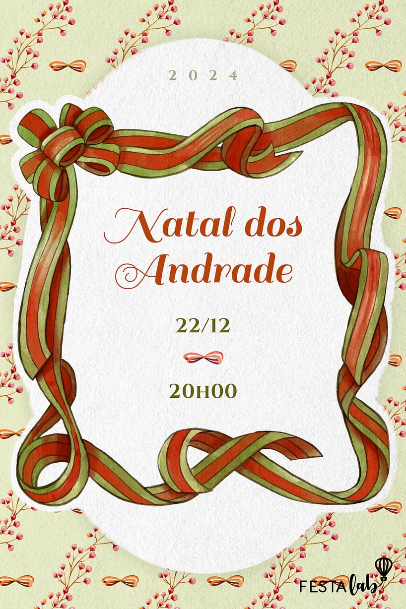 Convite Fita de natal grátis para editar