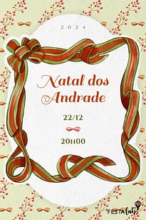 Modelo de Convite de Ocasioes especiais - Fita de natal Convite Fita de natal grátis para editar