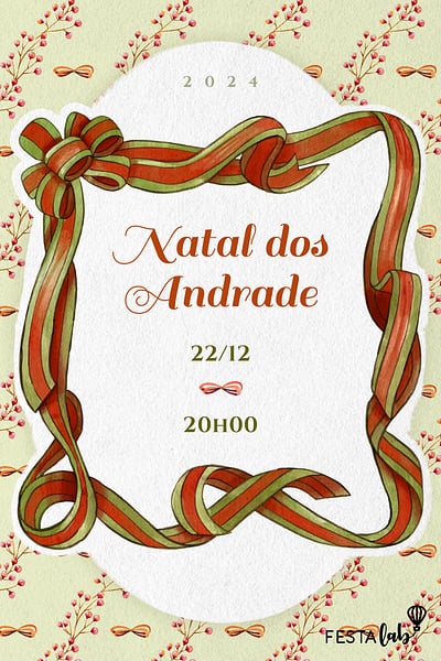 Modelo de Convite de Ocasioes especiais - Fita de natal Convite Fita de natal grátis para editar