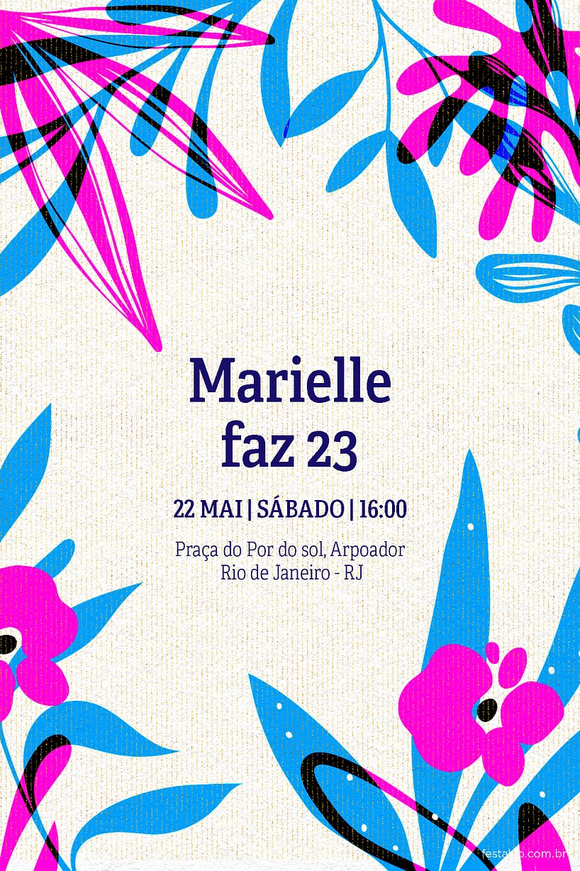 Convite Floral grátis para editar