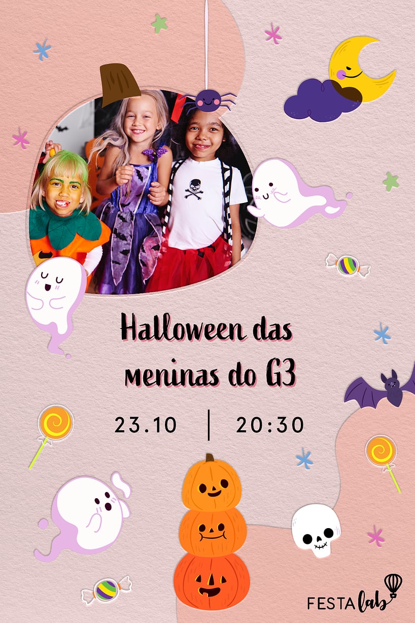 Convite Fofuras de Halloween grátis para editar