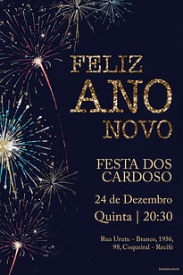 Modelo de Convite de Ocasioes especiais - Fogos de artificio Convite Fogos de artifício grátis para editar