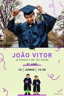 Convite Formandos verde grátis para editar