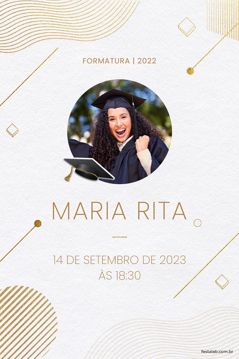 Convite Formatura Minimalista grátis para editar