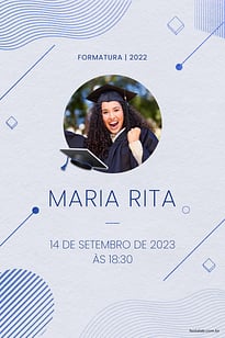 Modelo de Convite de Ocasioes especiais - Formatura Minimalista azul Convite Formatura Minimalista azul grátis para editar