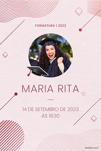 Modelo de Convite de Ocasioes especiais - Formatura Minimalista rosa Convite Formatura Minimalista rosa grátis para editar