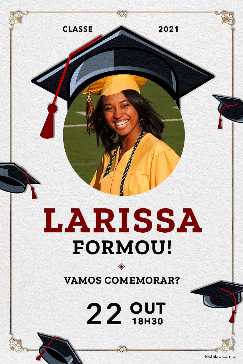 Convite de Ocasioes especiais - Formatura vermelha