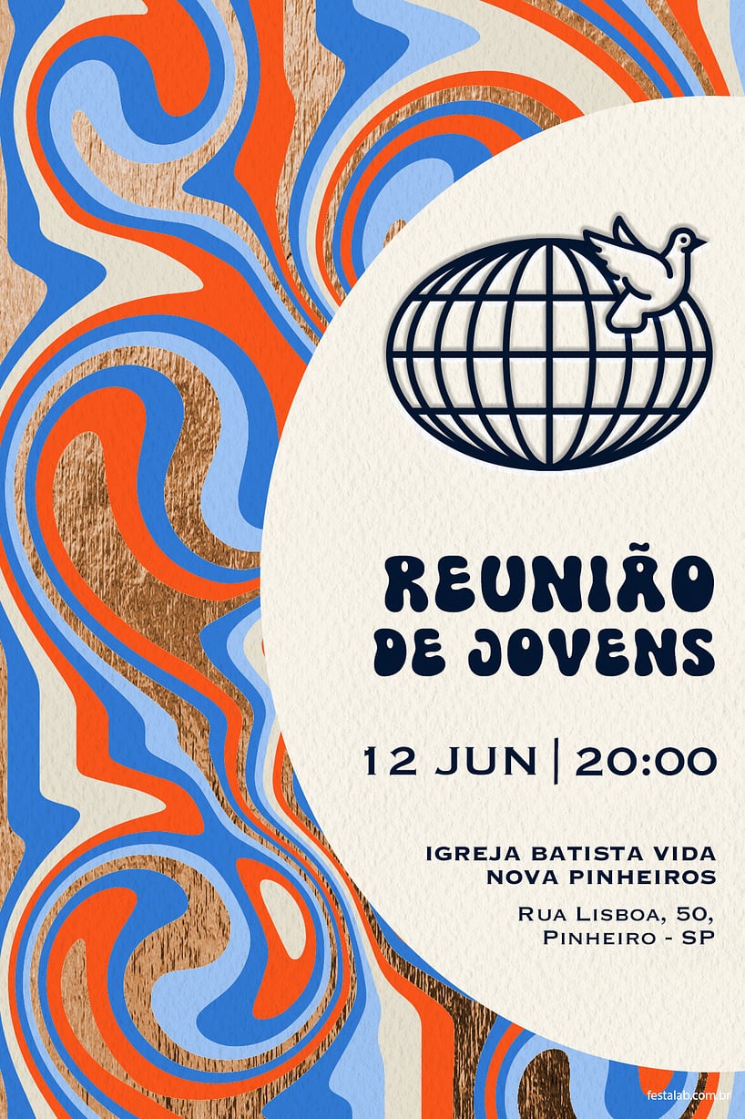 Convite Groovy Jovem grátis para editar